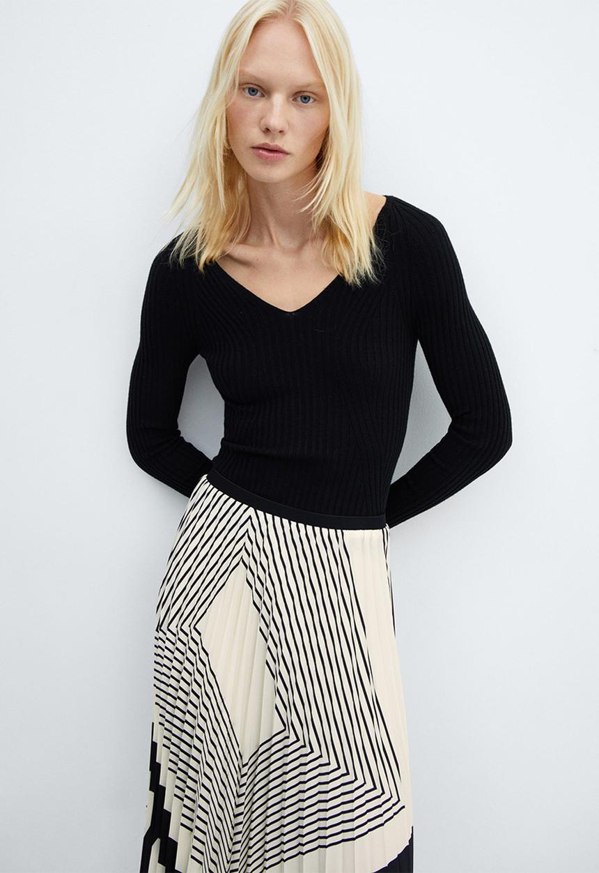 MANGO - Skirt lana - light beige