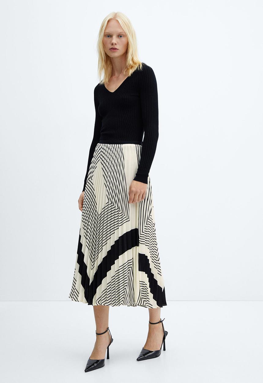 MANGO - Skirt lana - light beige