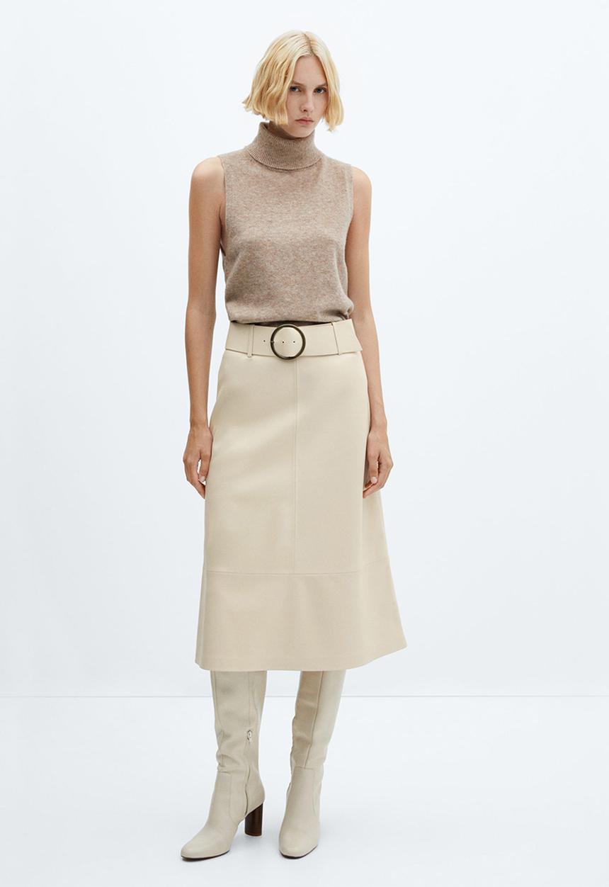MANGO - Skirt paros - light beige