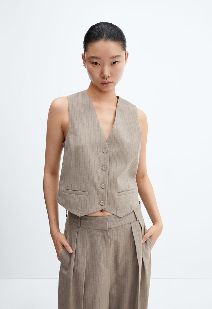 MANGO - Waistcoat victoria - medium brown
