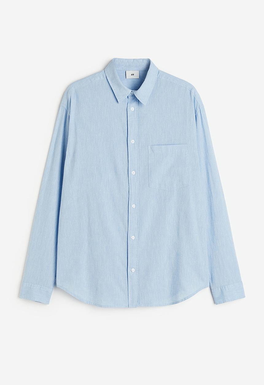 H&M - Relaxed fit linen-blend shirt - light blue