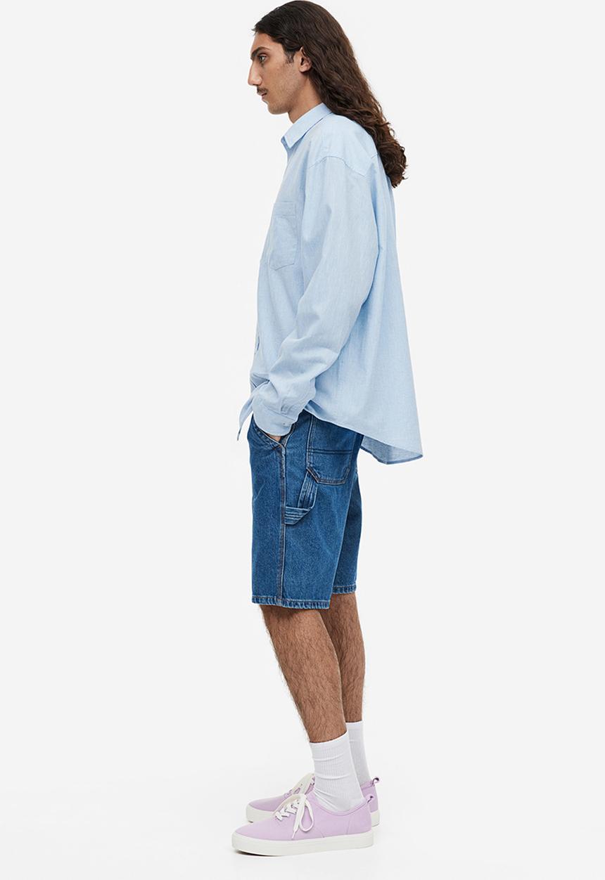 H&M - Relaxed fit linen-blend shirt - light blue