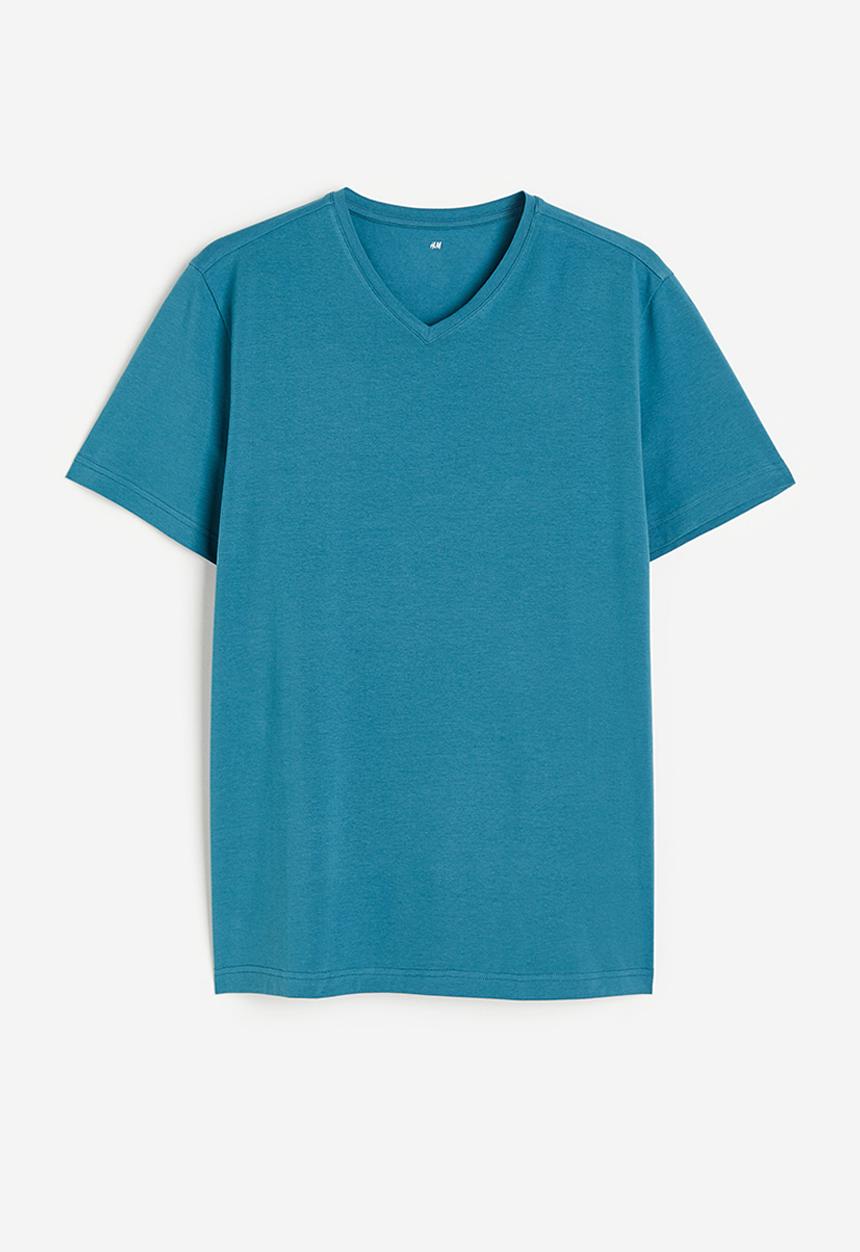 H&M - Slim fit v-neck T-shirt - turquoise