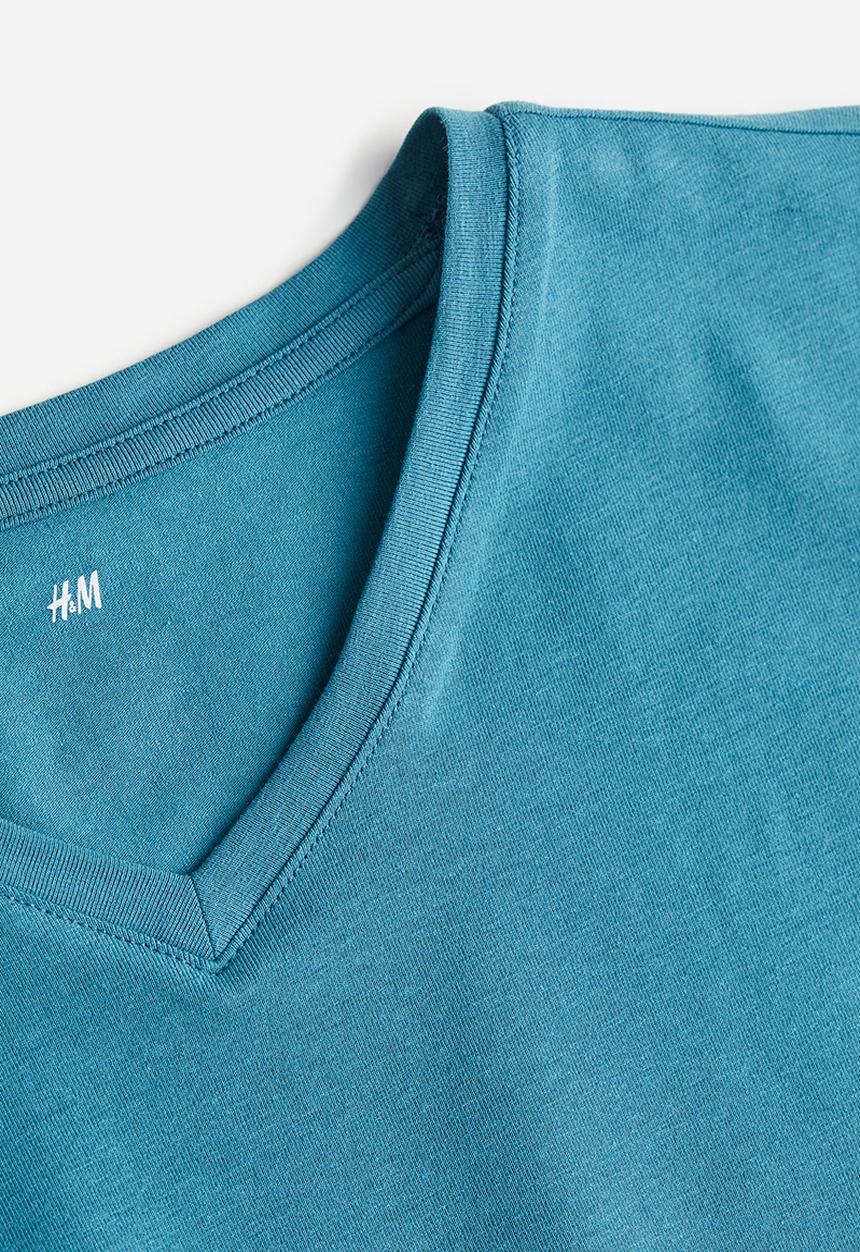 H&M - Slim fit v-neck T-shirt - turquoise