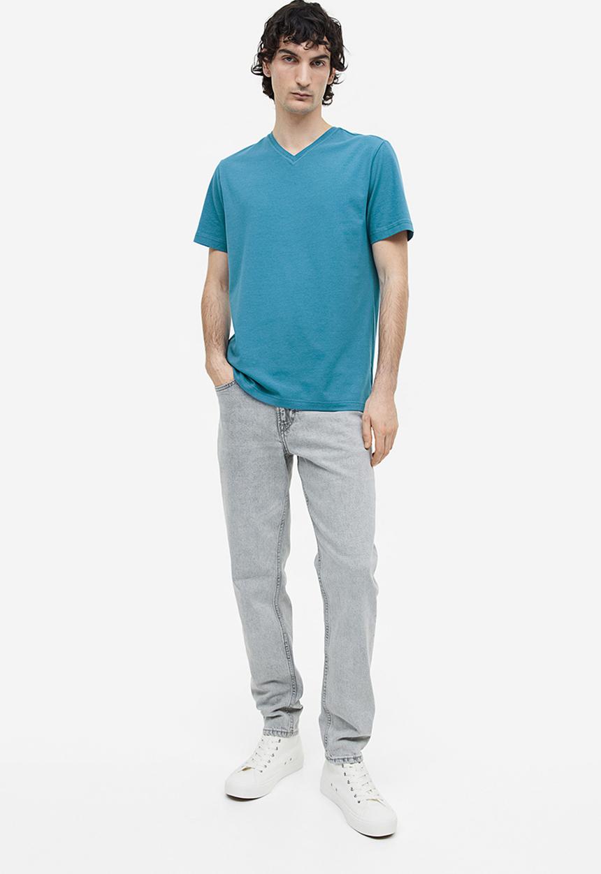 H&M - Slim fit v-neck T-shirt - turquoise