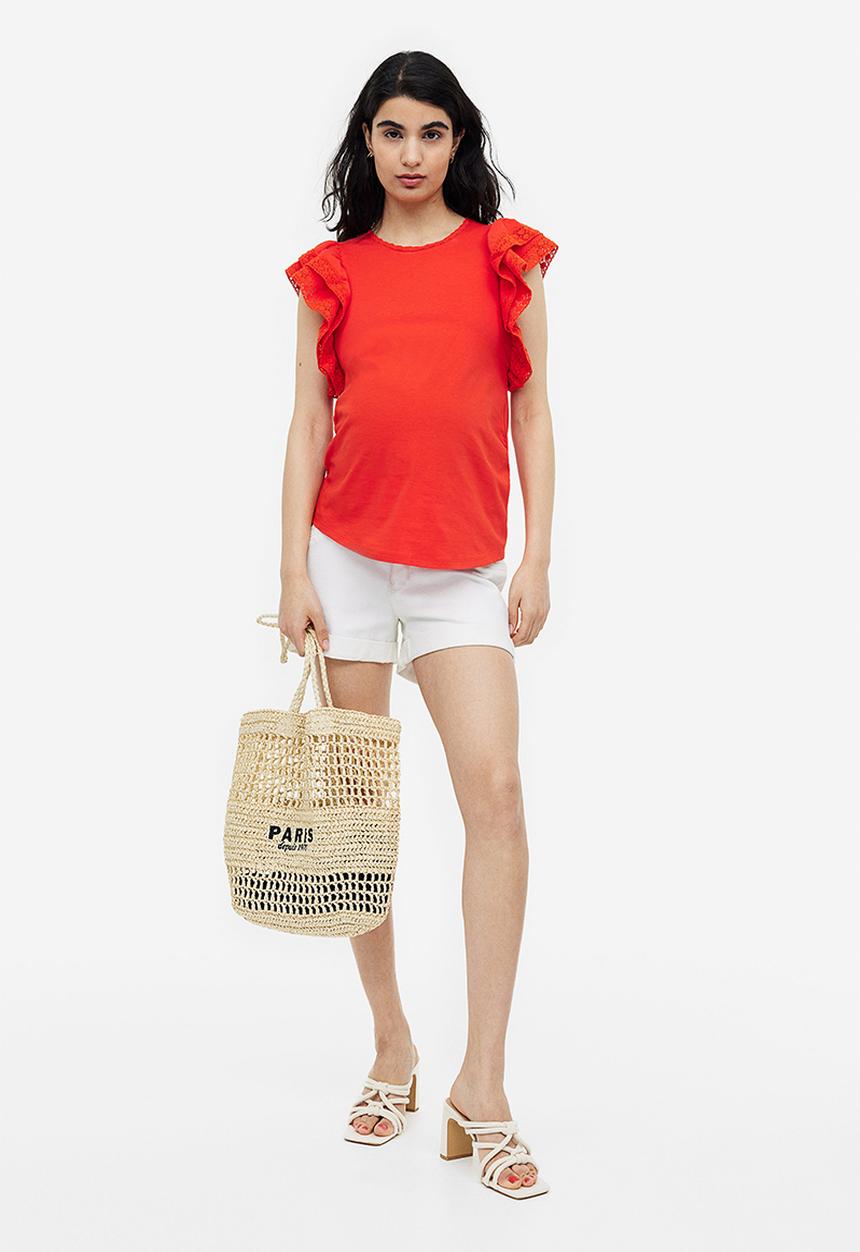 H&M - Mama denim shorts - white