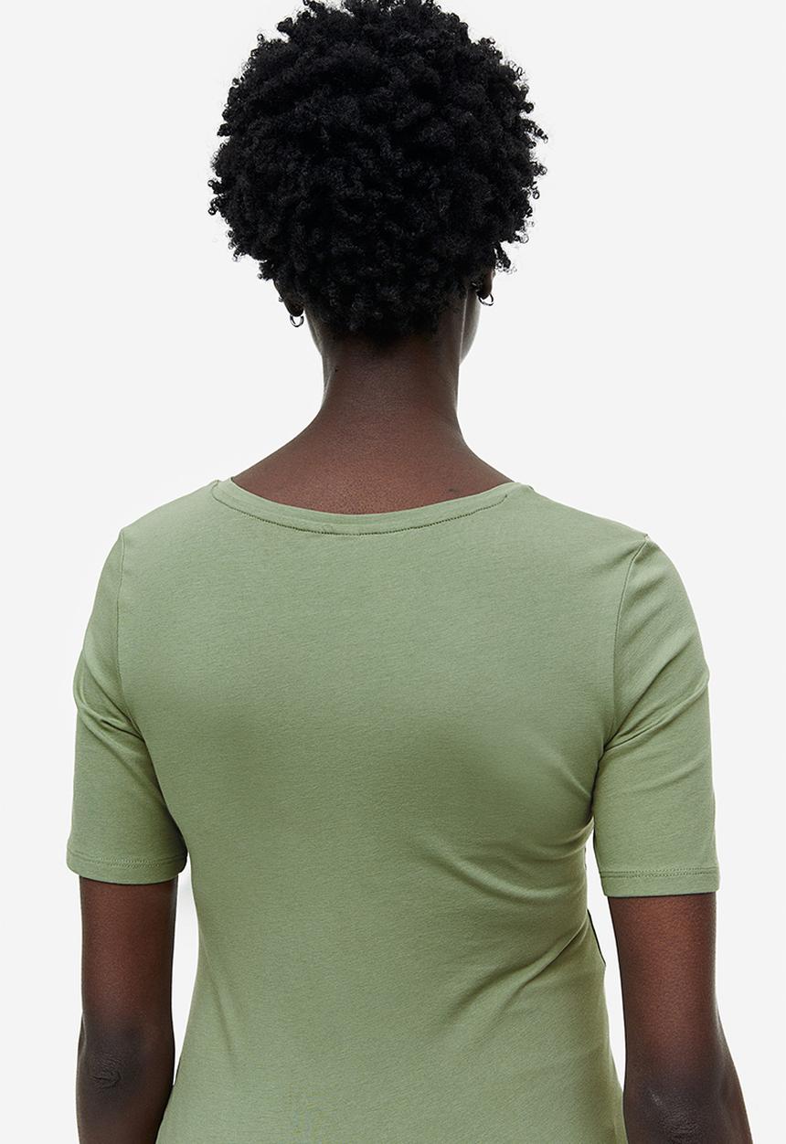 H&M - Mama 2-pack cotton t-shirts - green & cream 