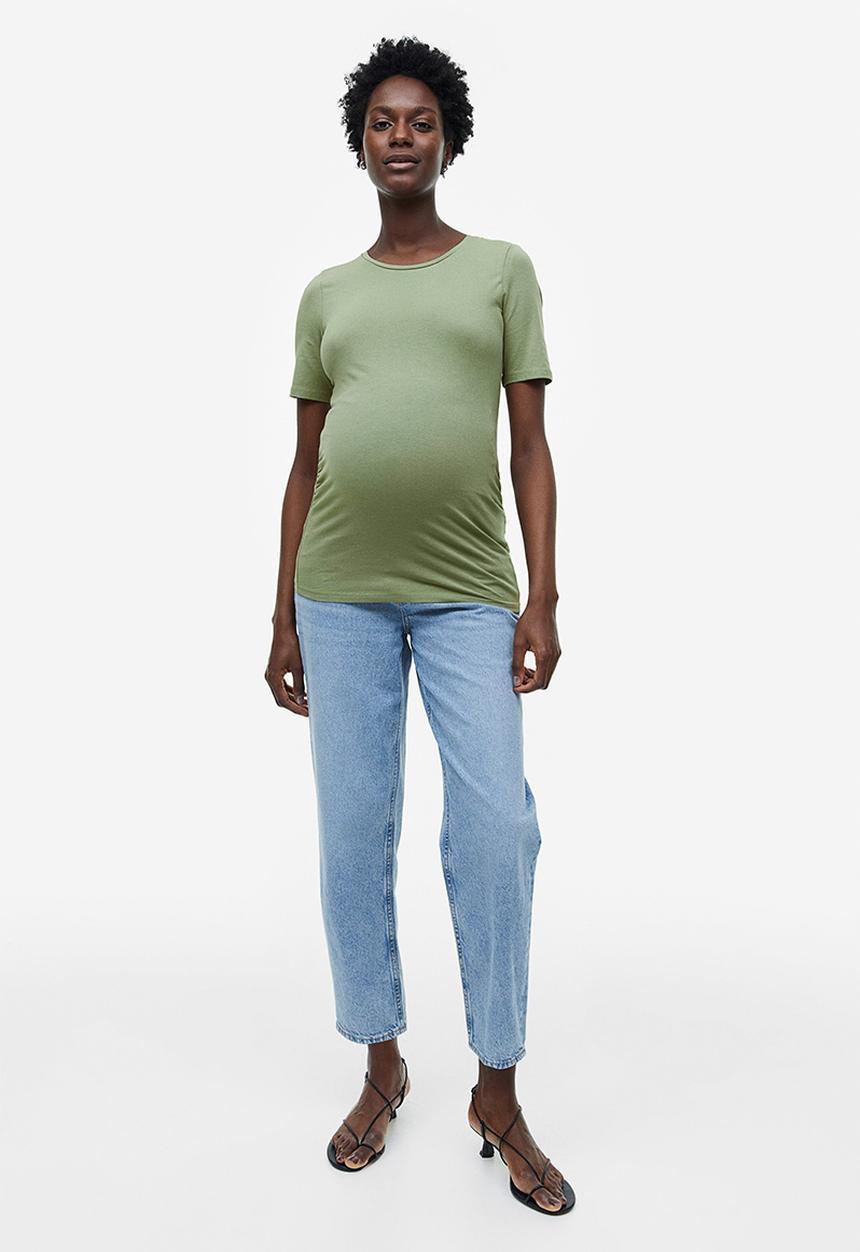 H&M - Mama 2-pack cotton t-shirts - green & cream 
