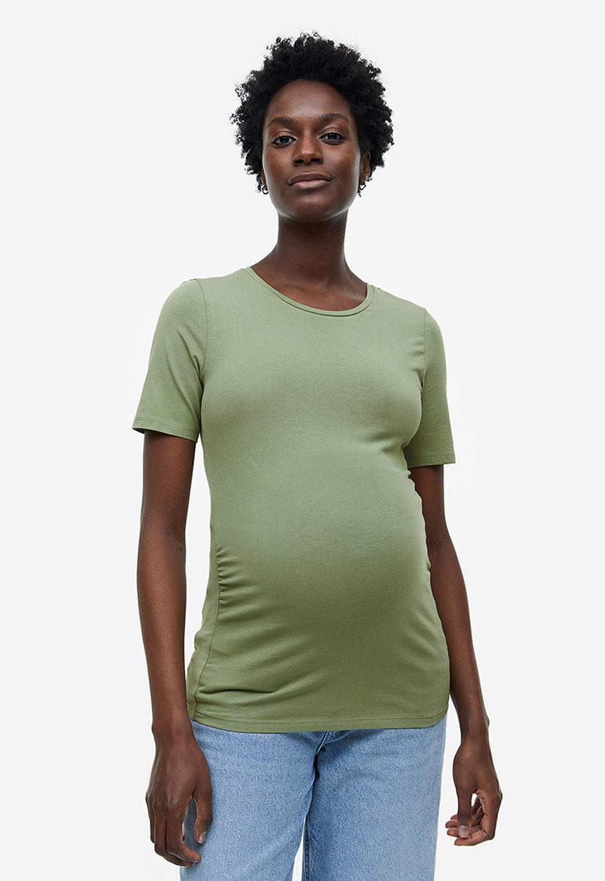 H&M - Mama 2-pack cotton t-shirts - green & cream 
