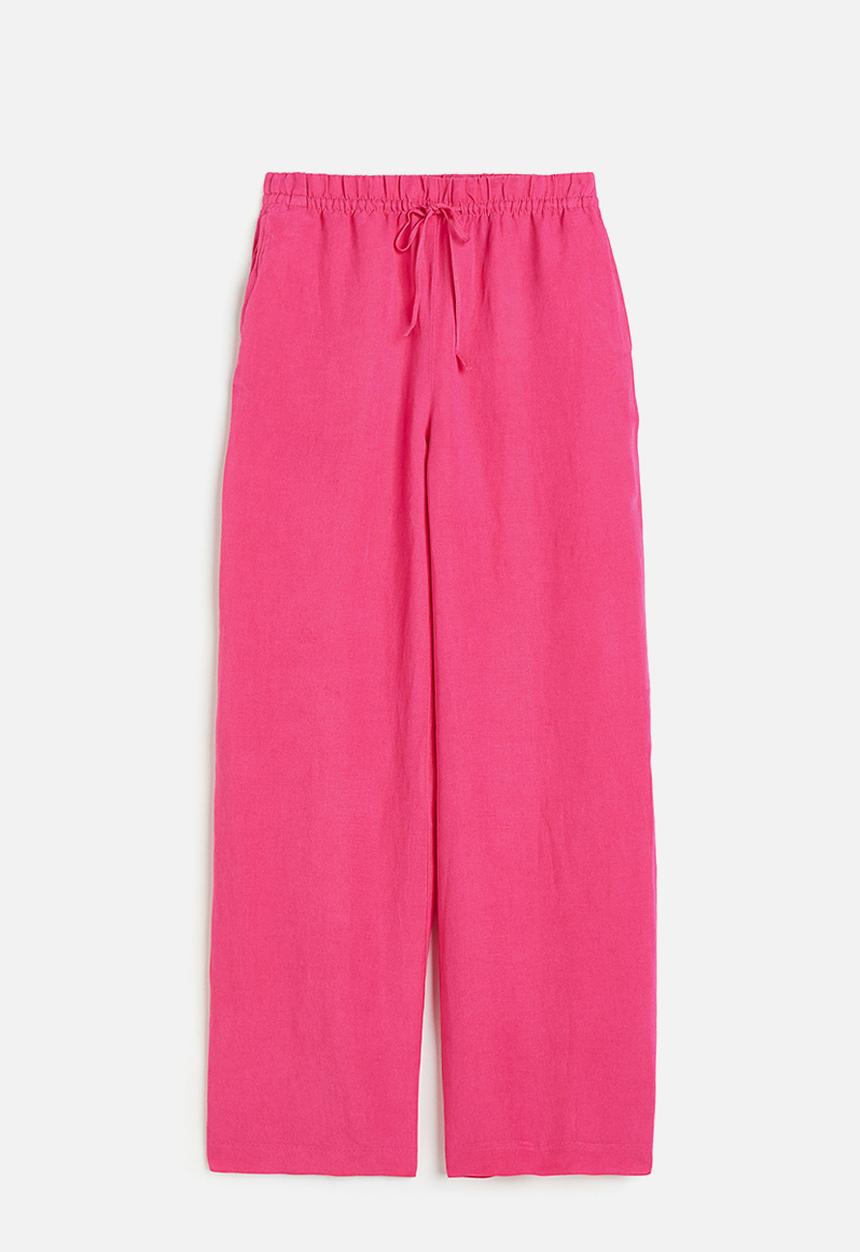 H&M - Linen-blend pull-on trousers - cerise
