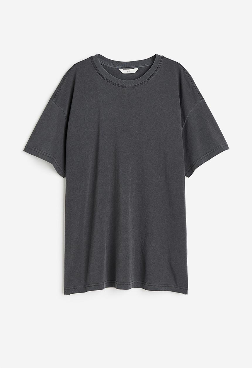 H&M - Washed-look t-shirt - dark grey