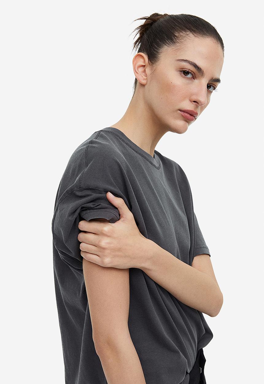 H&M - Washed-look t-shirt - dark grey