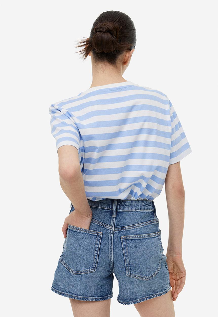 H&M - Cotton t-shirt - light blue & striped