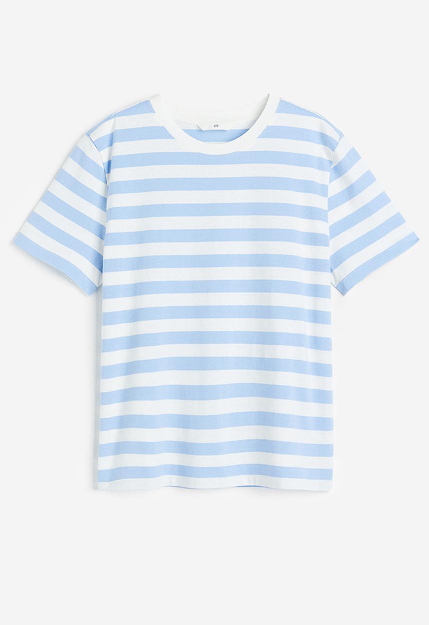 H&M - Cotton t-shirt - light blue & striped