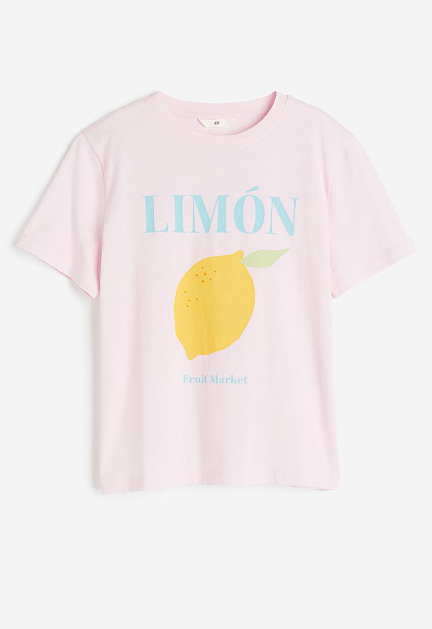 H&M - Cotton t-shirt - light pink & lemon