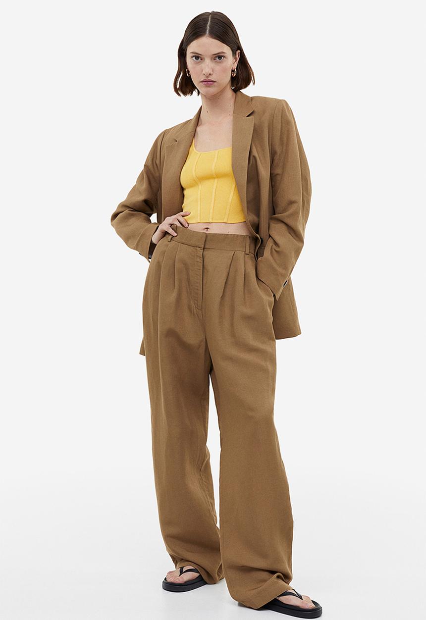 H&M - Fine-knit corset top - yellow