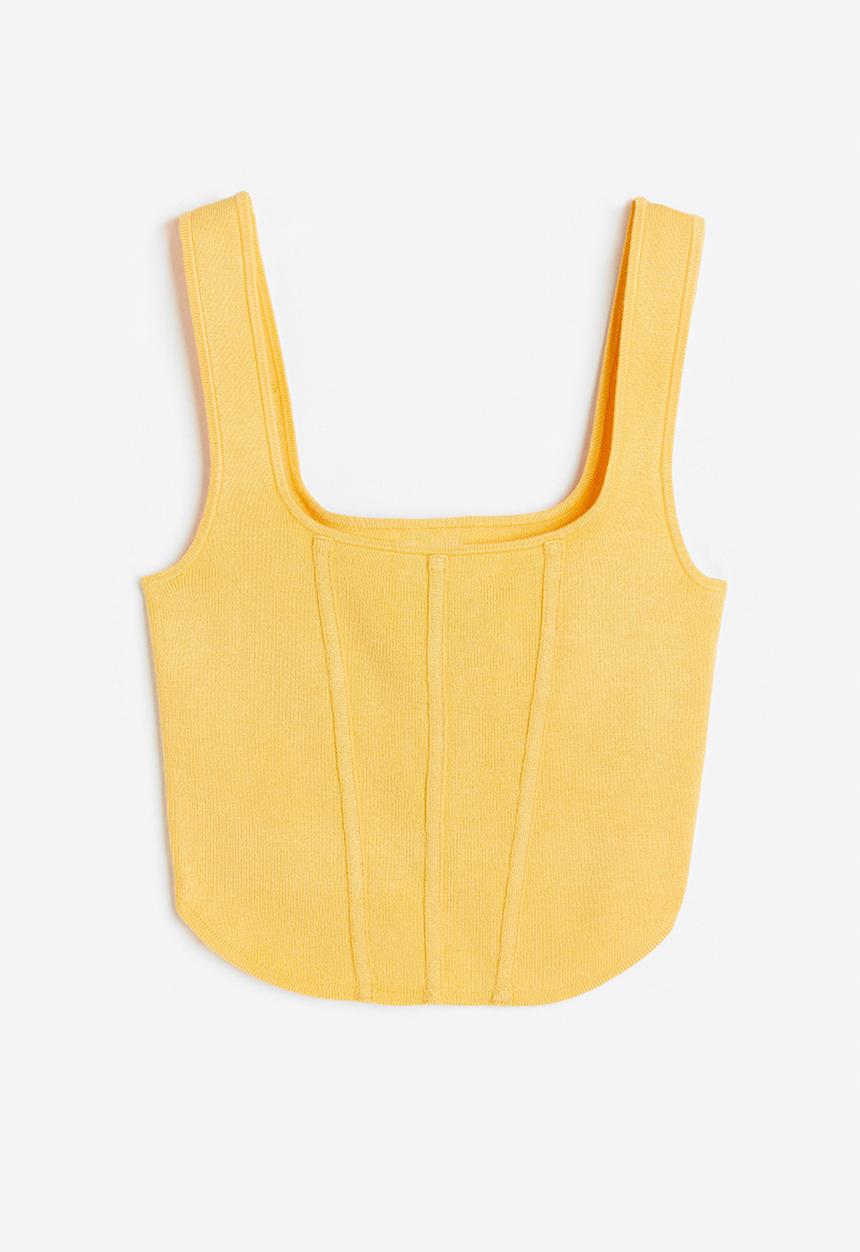 H&M - Fine-knit corset top - yellow