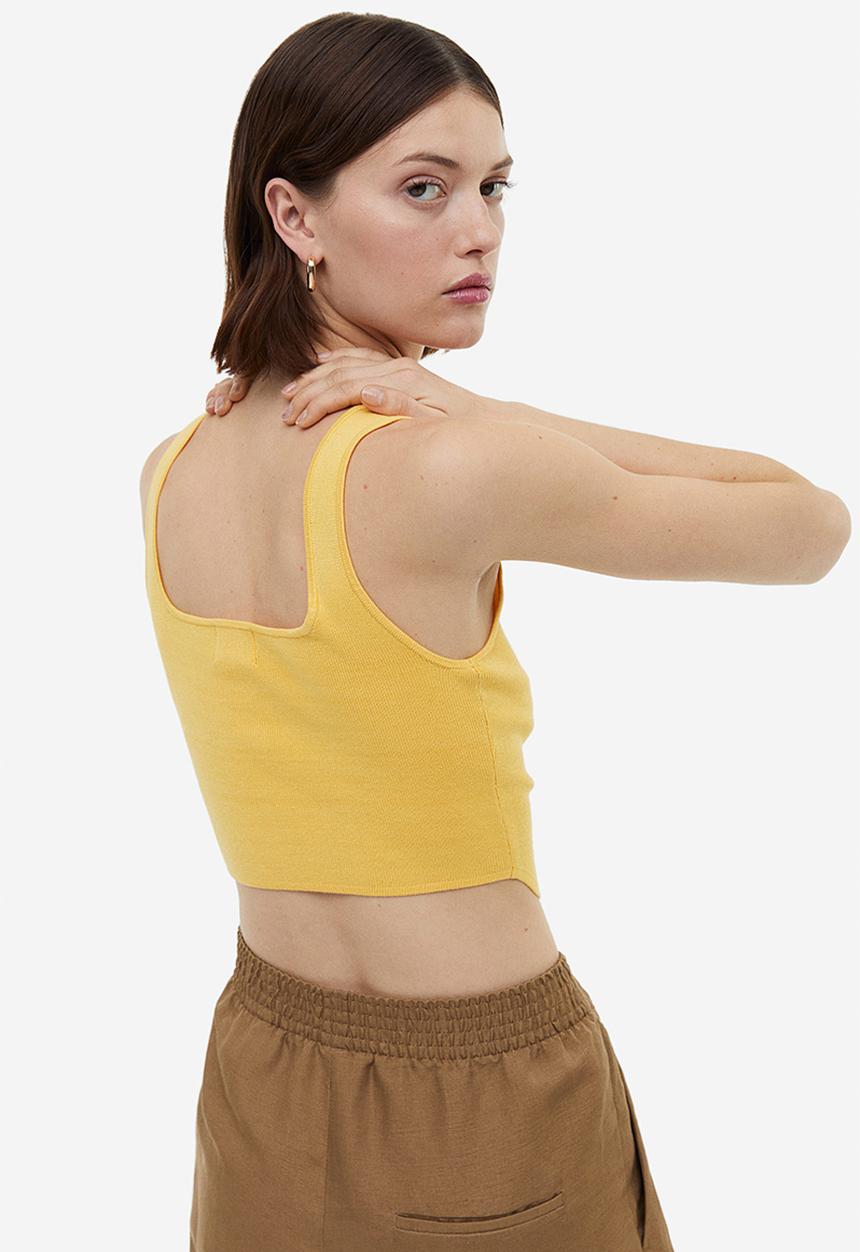 H&M - Fine-knit corset top - yellow