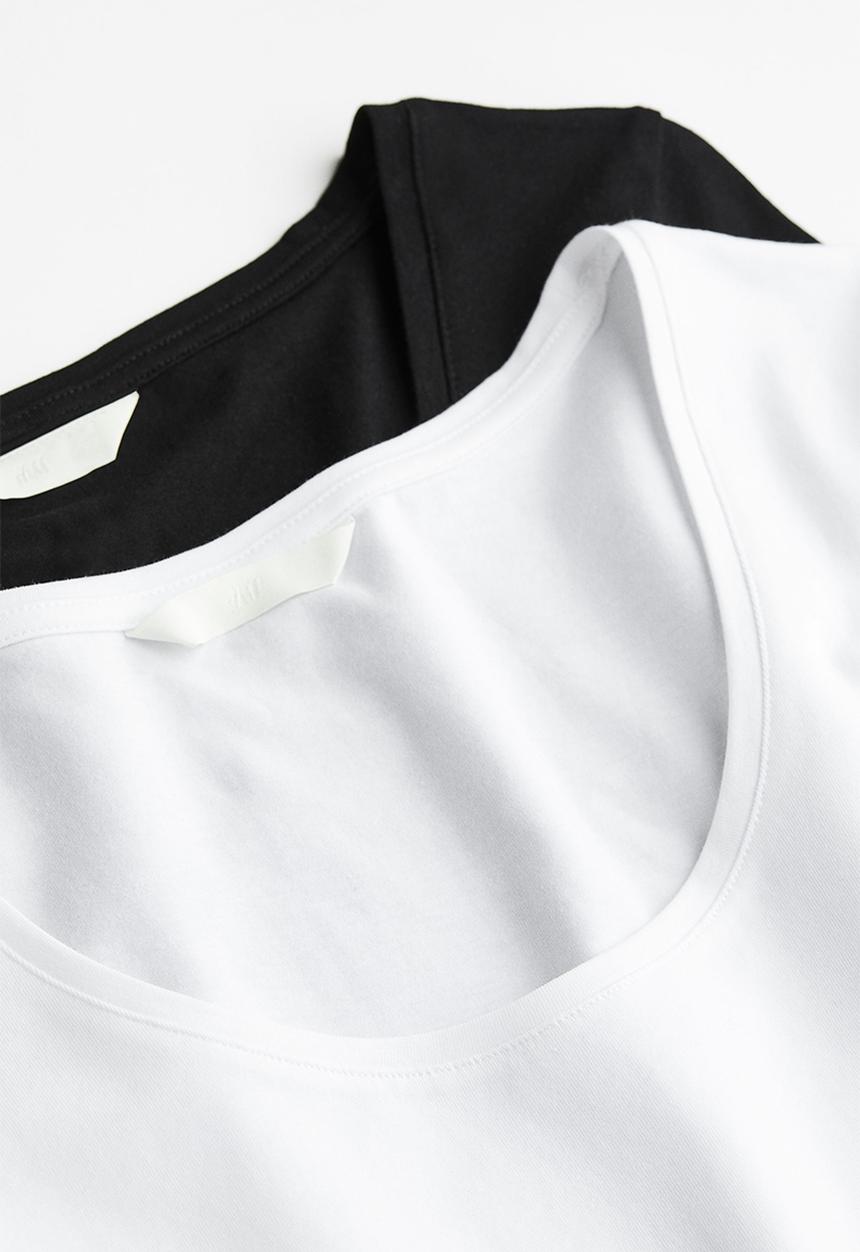 H&M - 2 Pack jersey tops - black & white 
