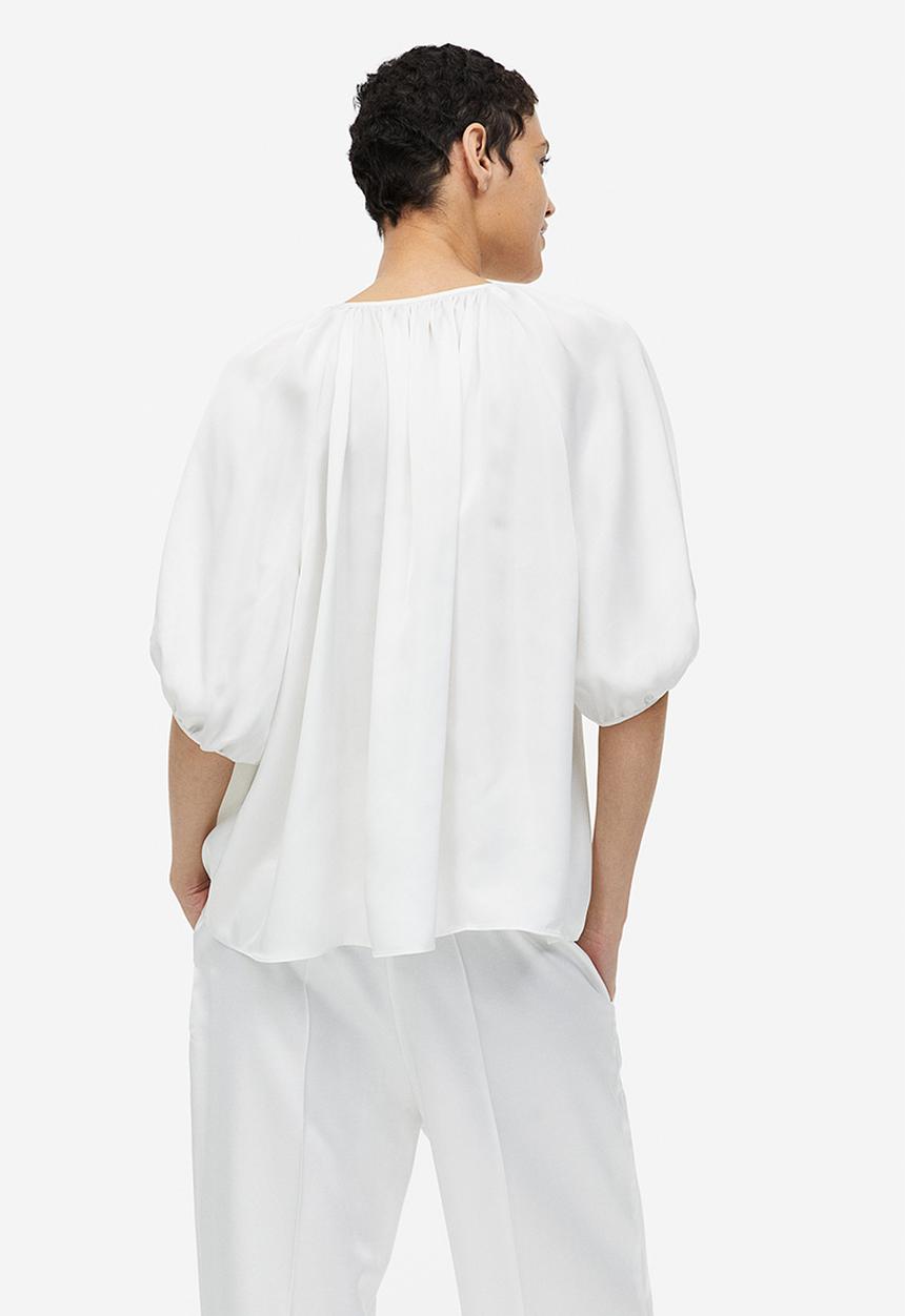 H&M - Oversized tie-top blouse - white