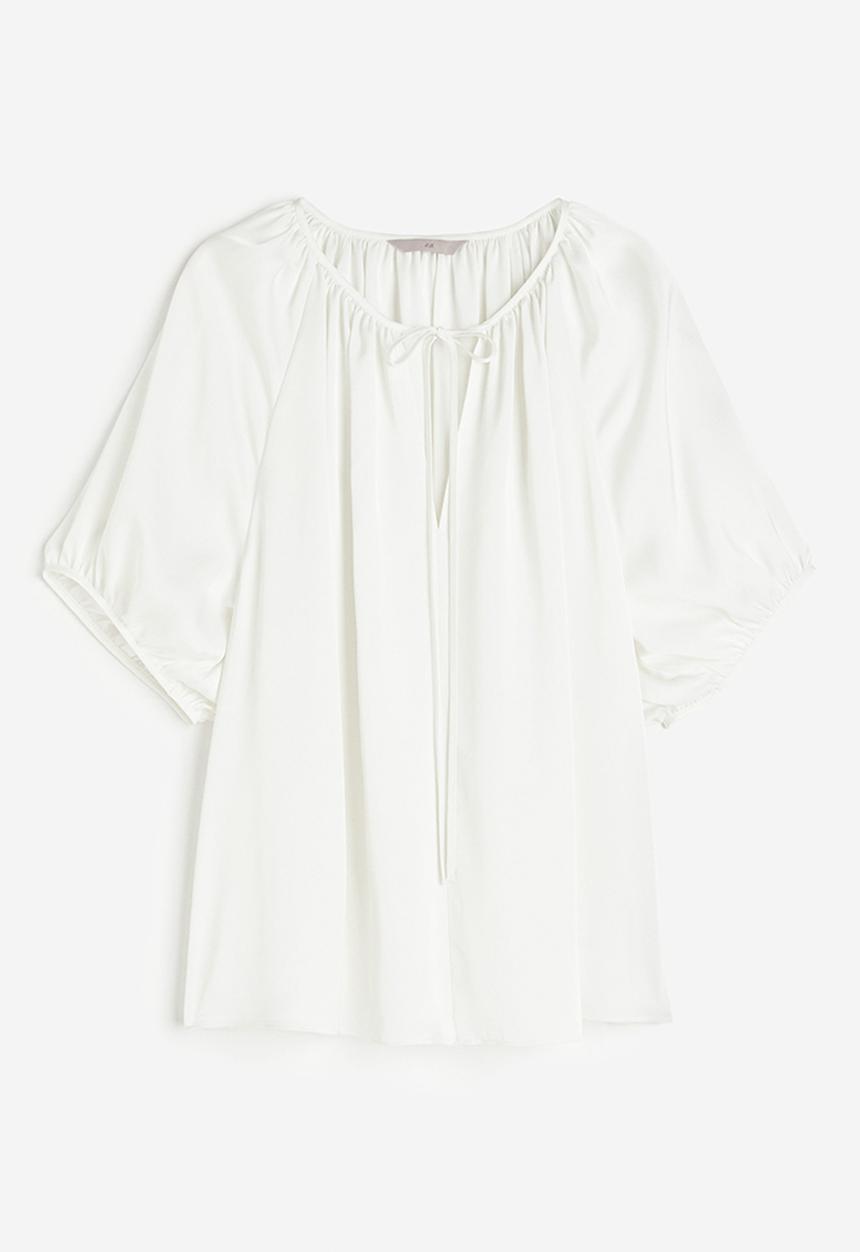 H&M - Oversized tie-top blouse - white