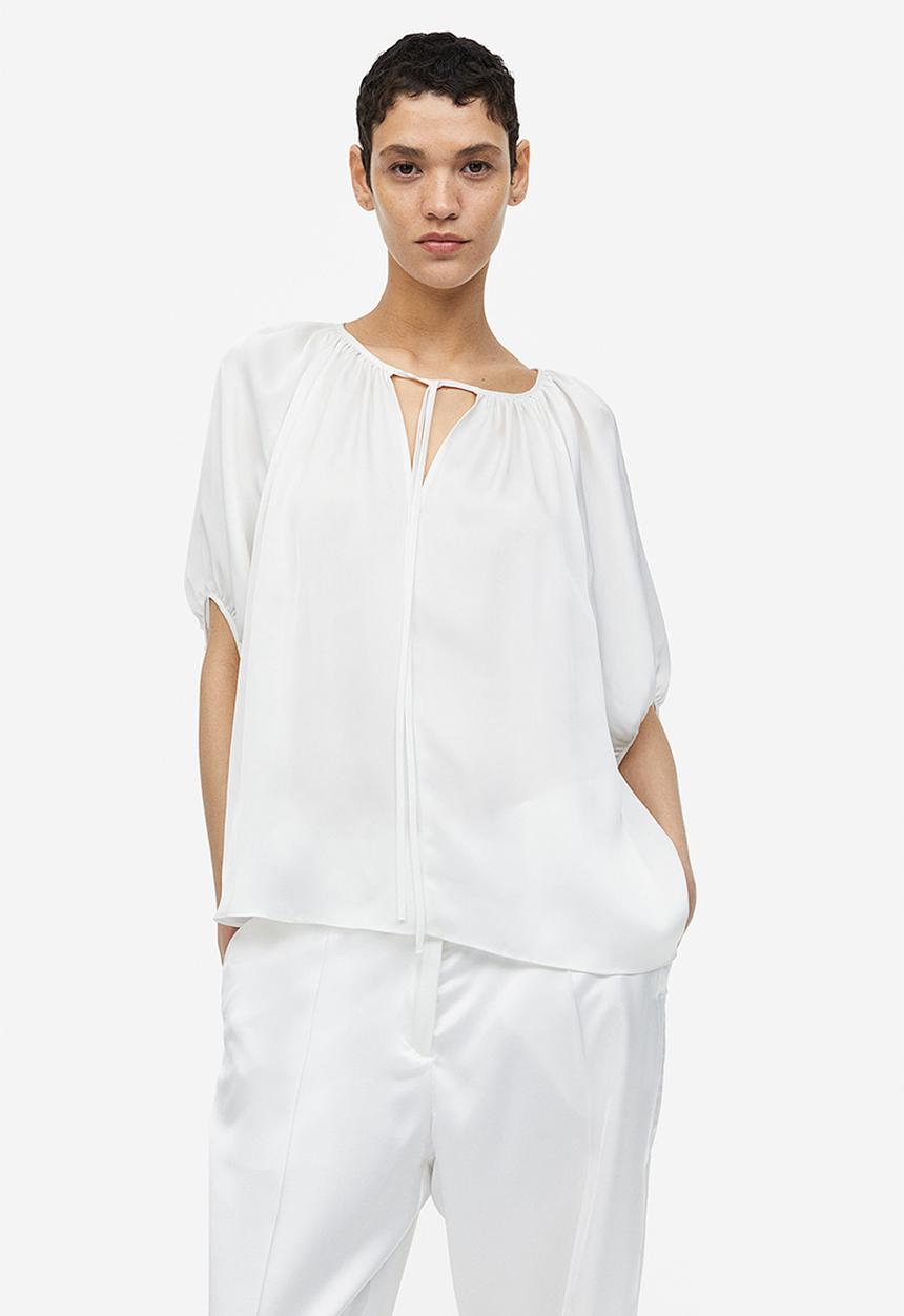 H&M - Oversized tie-top blouse - white