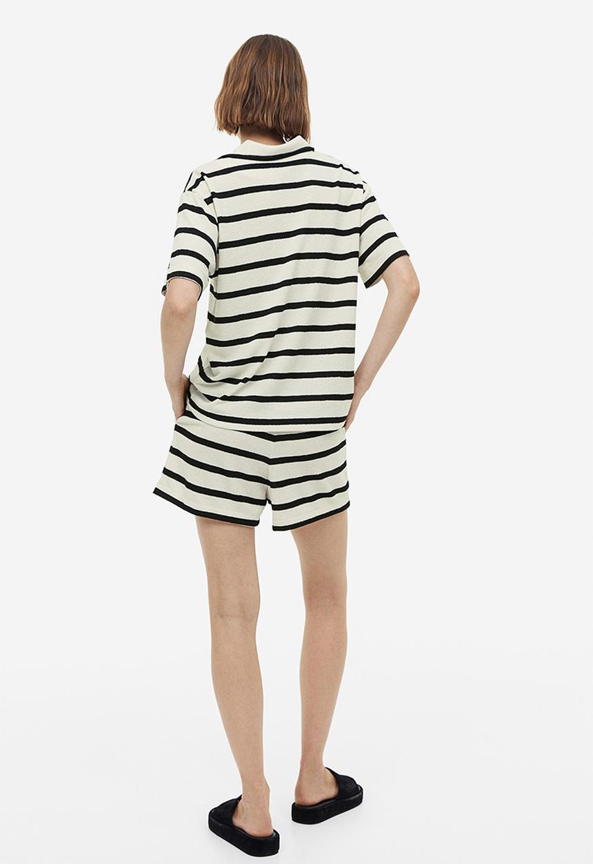 H&M - Collared top - cream striped