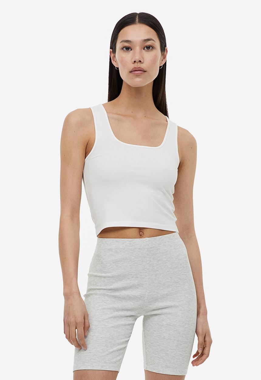H&M - Ribbed cycling shorts - light grey marl 
