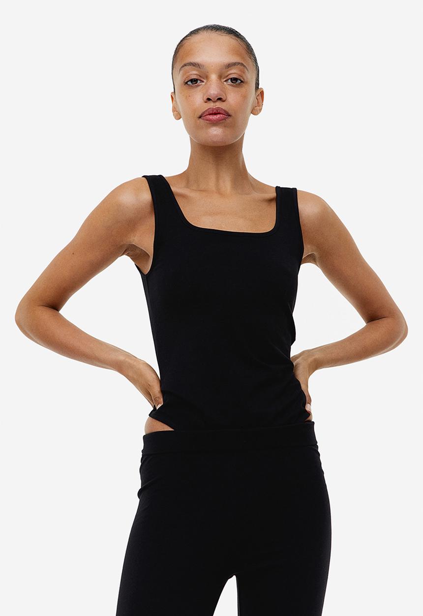 H&M - Square-neck thong body - black