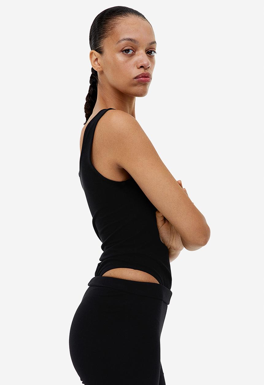 H&M - Square-neck thong body - black