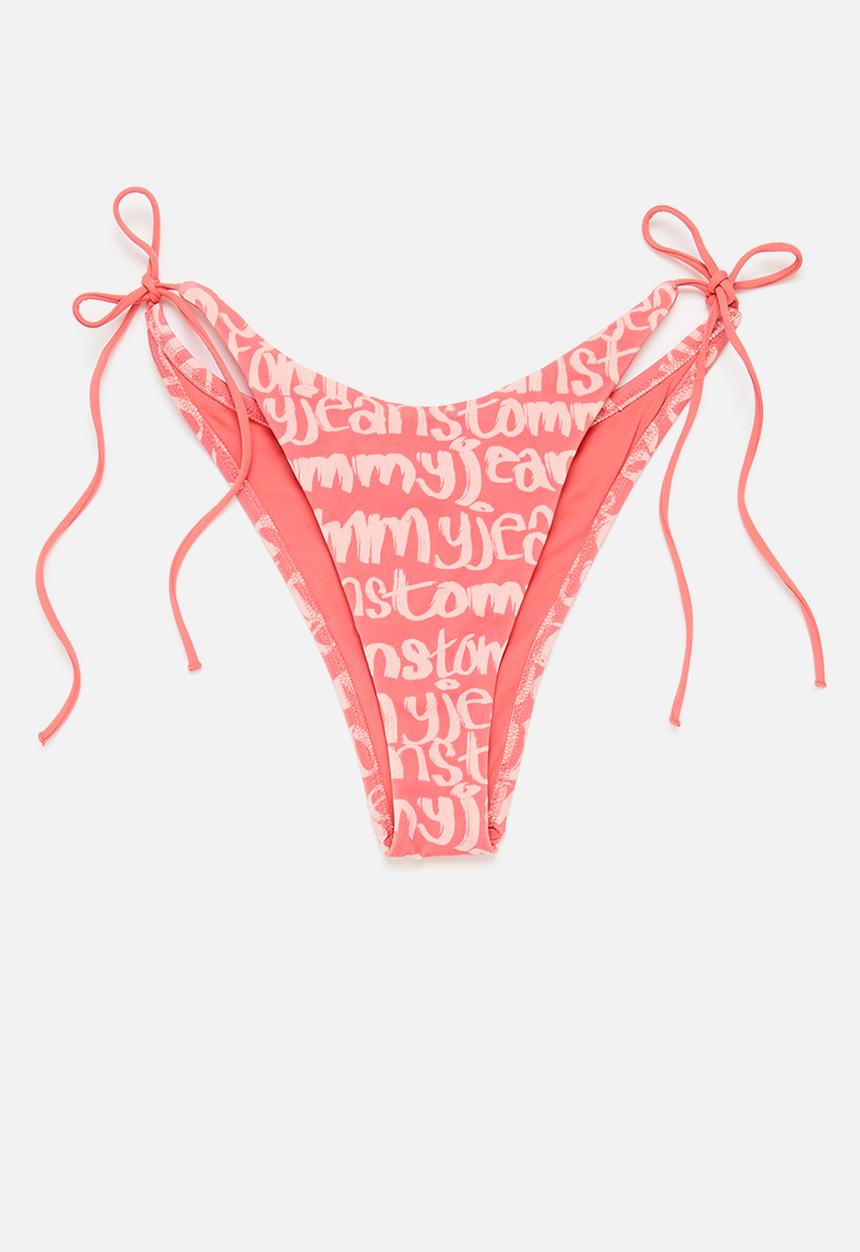 Tommy Hilfiger - High leg cheeky string side tie - spell out pink crystal