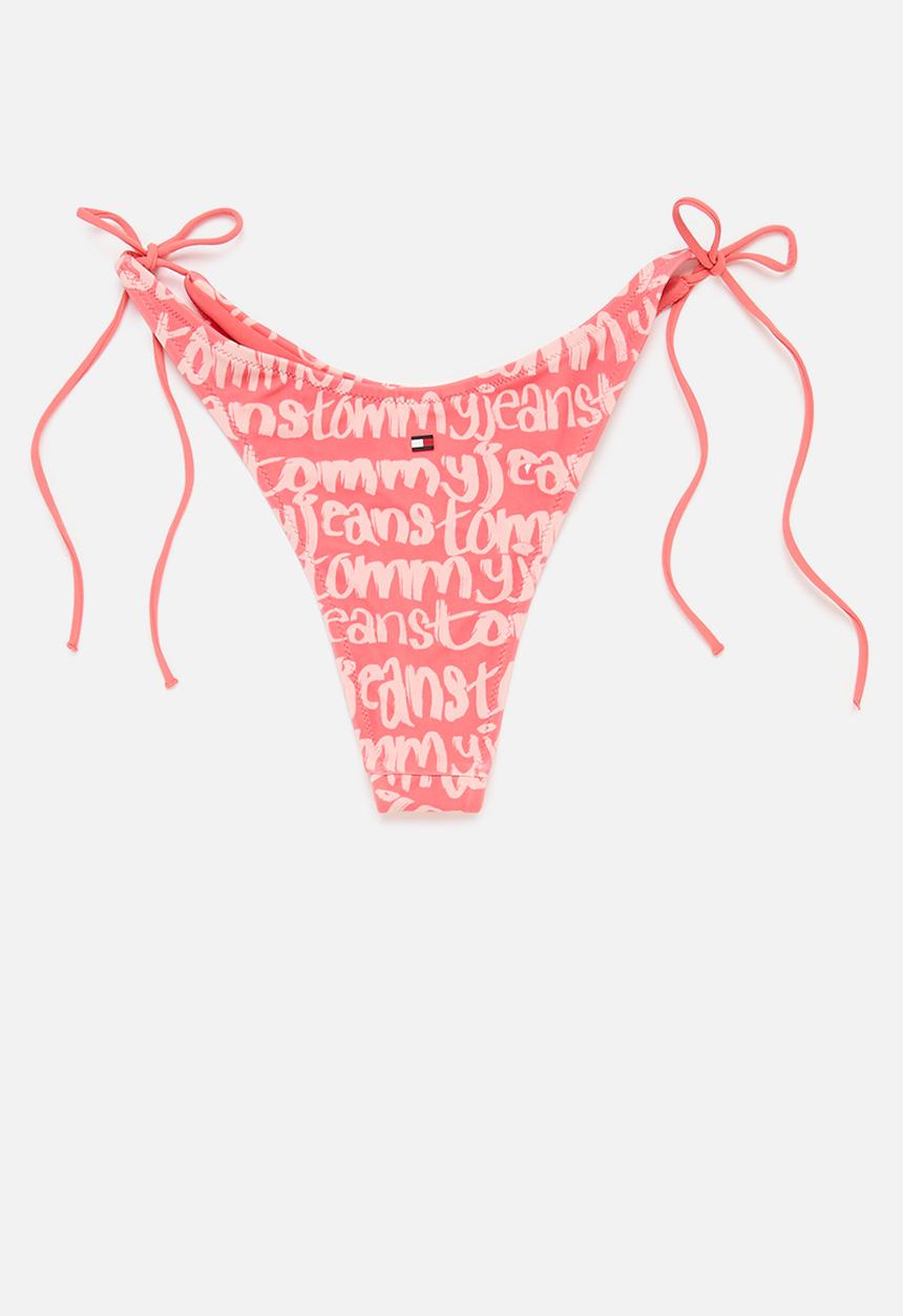 Tommy Hilfiger - High leg cheeky string side tie - spell out pink crystal