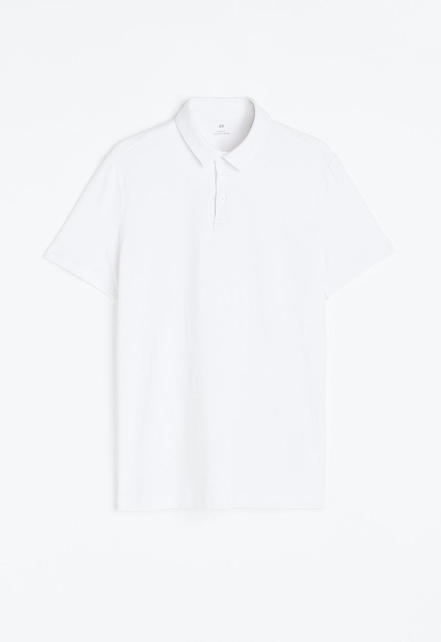 H&M - Slim fit polo shirt - white