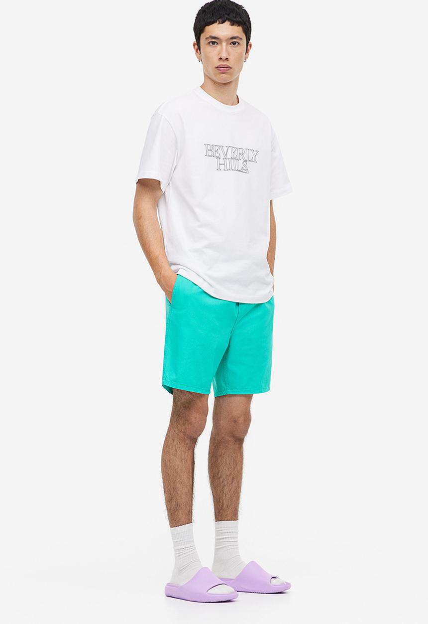 H&M - Regular fit cotton shorts - turquoise