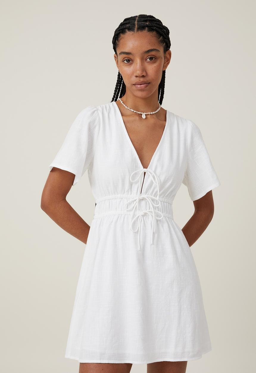 Cotton On - Hazel V-neck Mini Dress - White