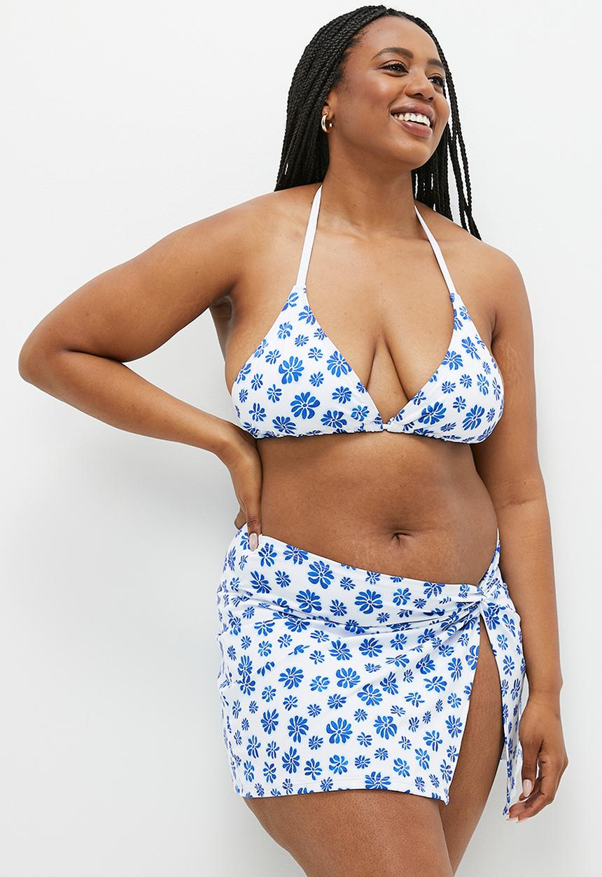 Cotton On - Plus Twist Front Swim Skirt - Mia Floral Blue