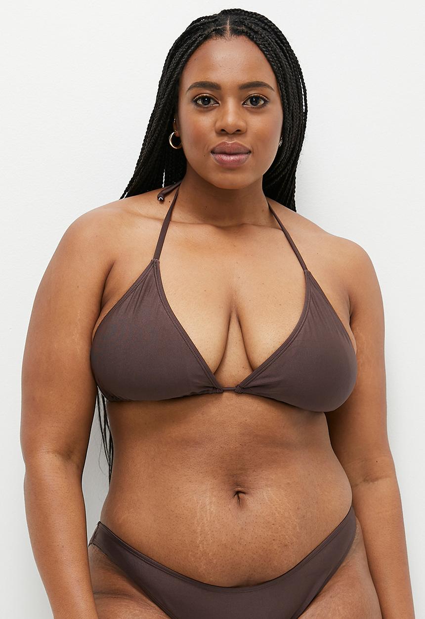 Cotton On - Plus Slider Triangle Bikini Top - Brownie Shimmer