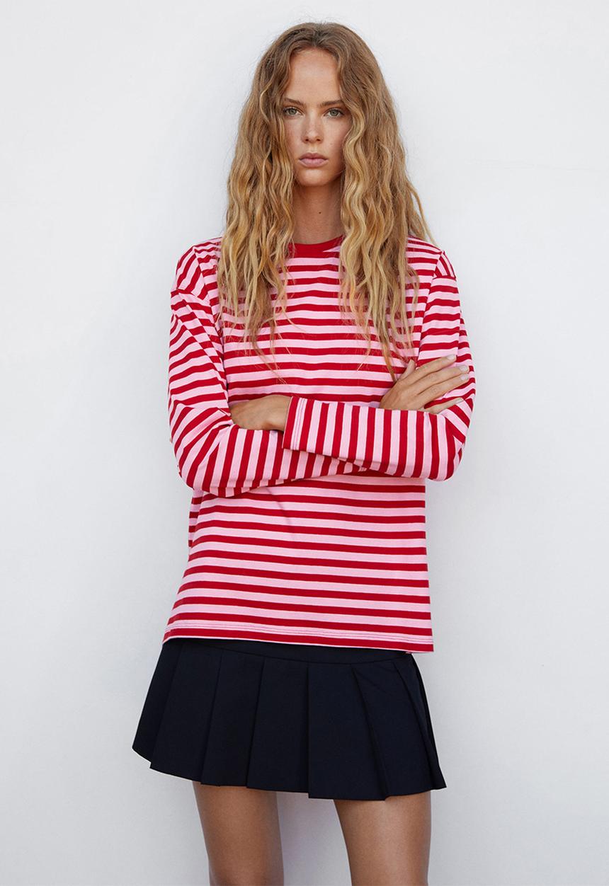 MANGO - T-shirt raya - bright pink