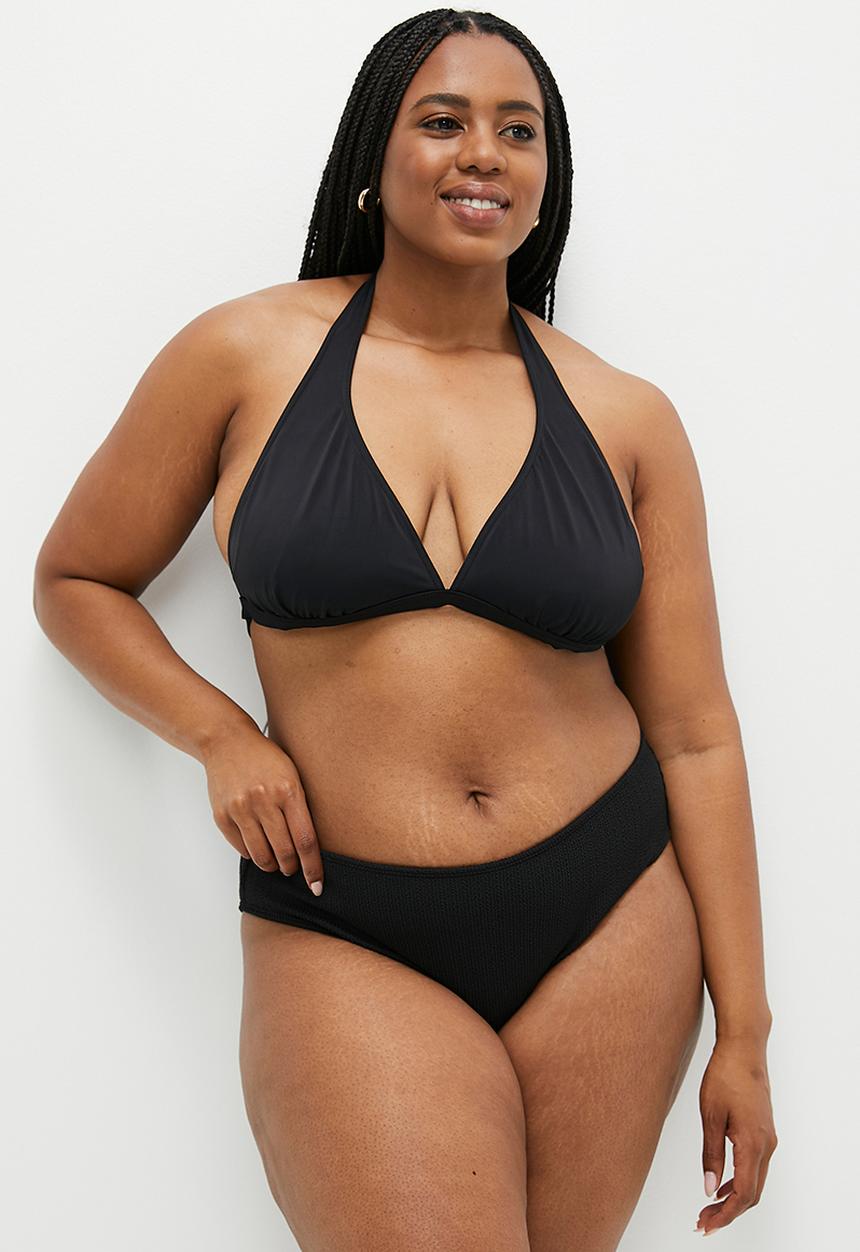 Cotton On - Plus Highwaisted Full Bikini Bottom - Black Crinkle
