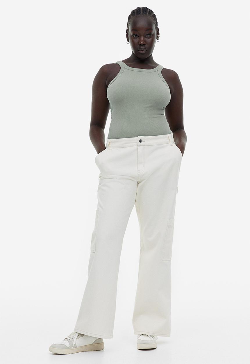 H&M - Ribbed vest top - sage green