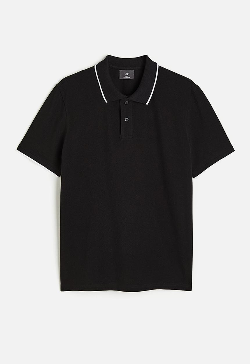 H&M - Slim fit cotton polo shirt - black