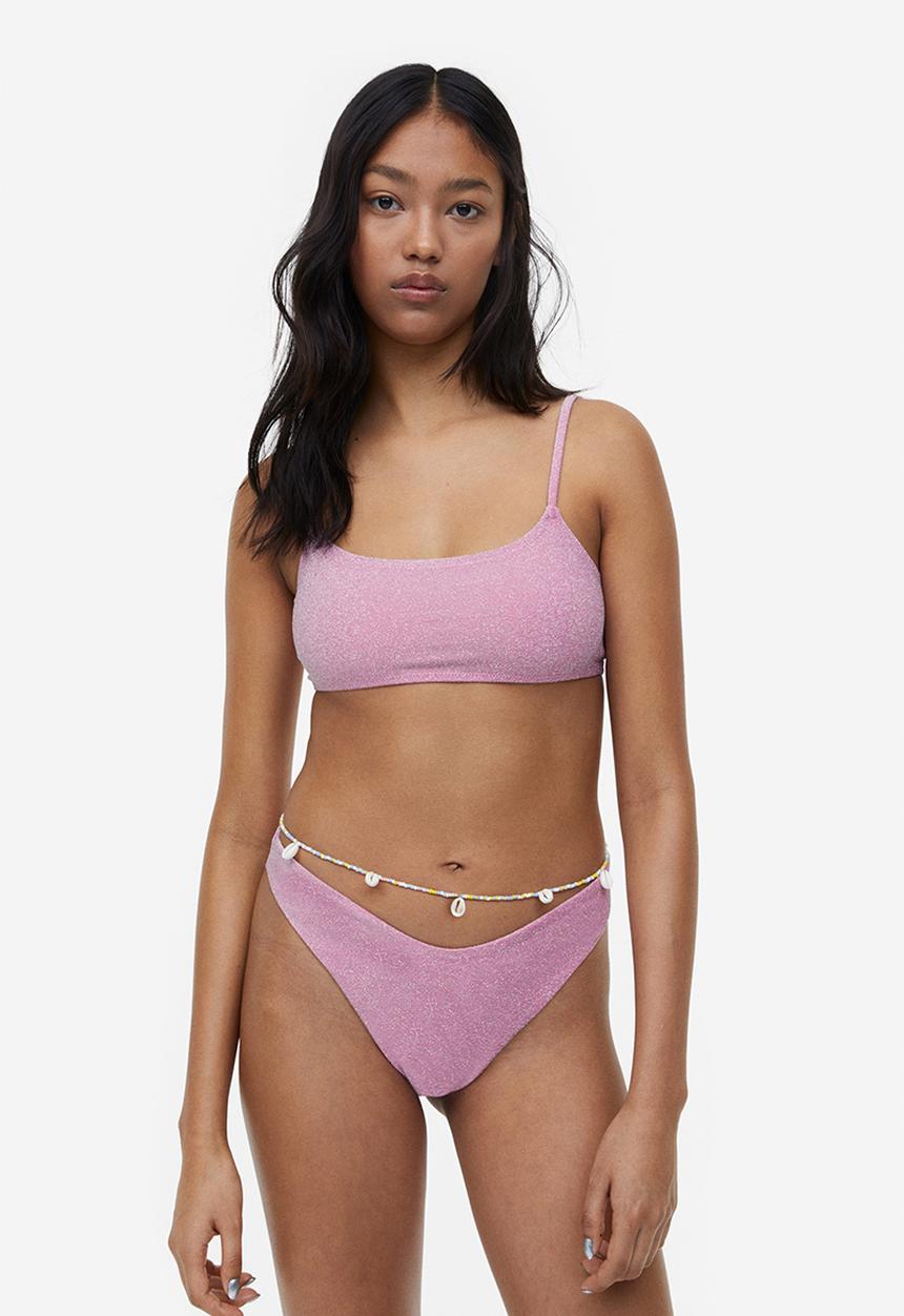 H&M - Bikini top - light pink/glittery 