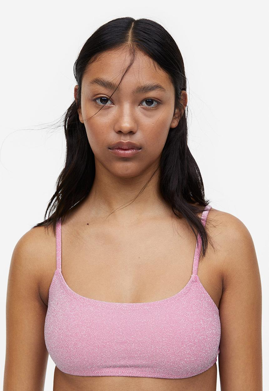 H&M - Bikini top - light pink/glittery 