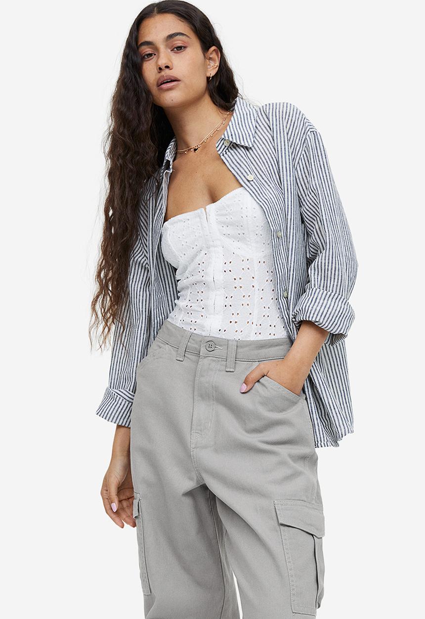 H&M - Twill cargo trousers - light grey