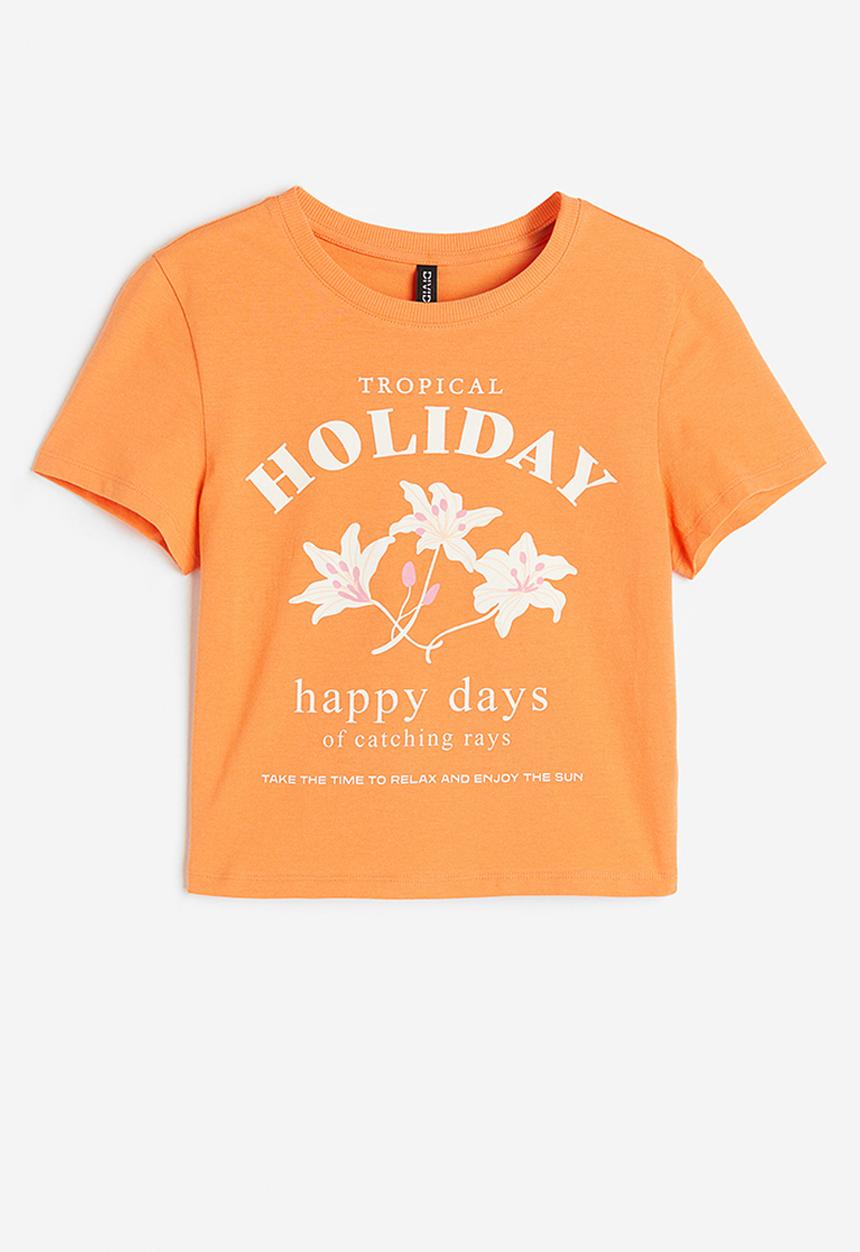 H&M - Printed cropped top - orange tropical holiday