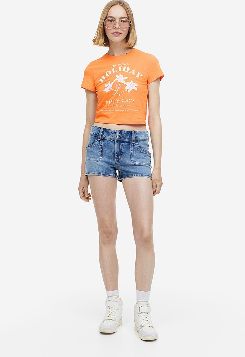 H&M - Printed cropped top - orange tropical holiday
