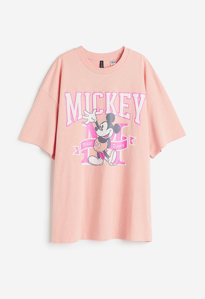 H&M - Oversized printed t-shirt - apricot mickey mouse 