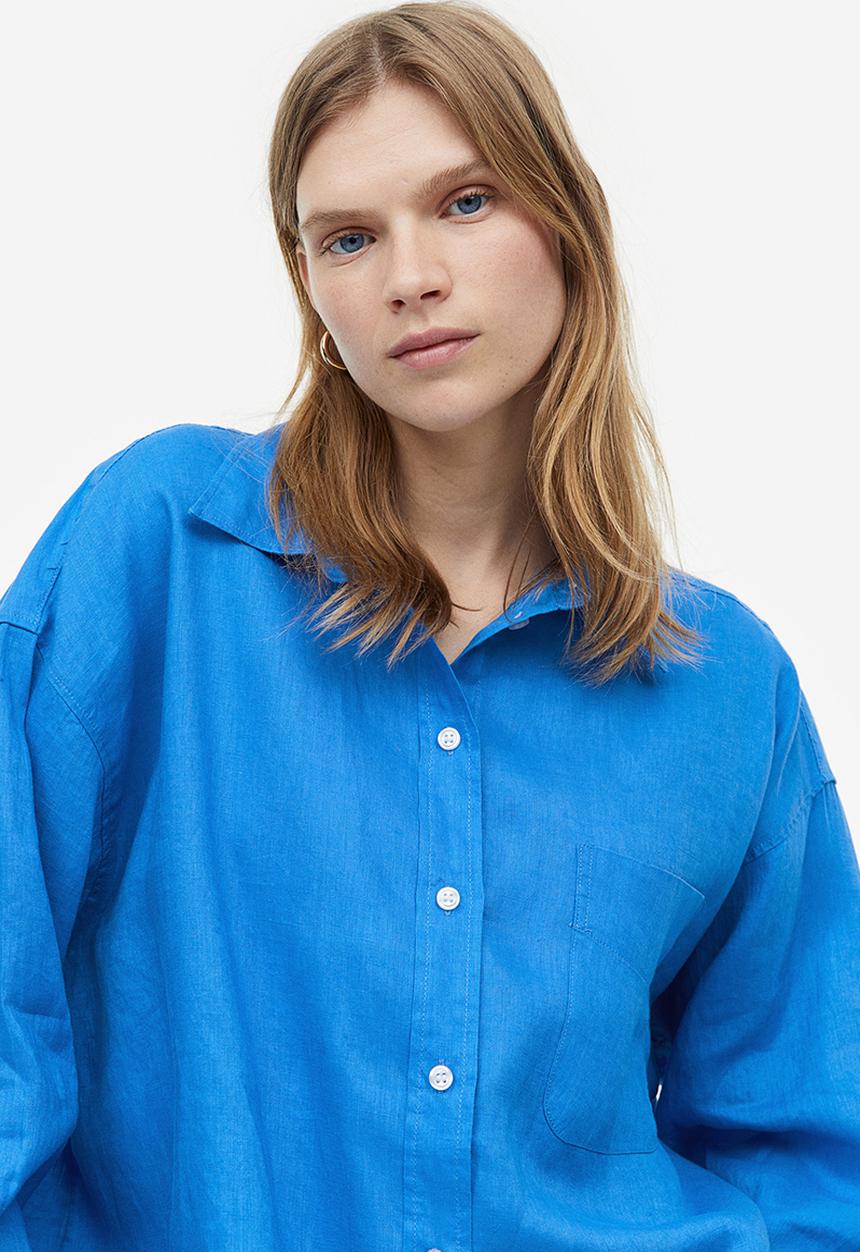 H&M - Oversized linen shirt - blue