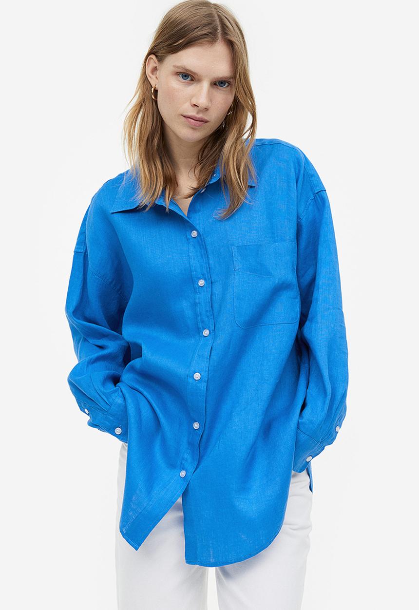 H&M - Oversized linen shirt - blue