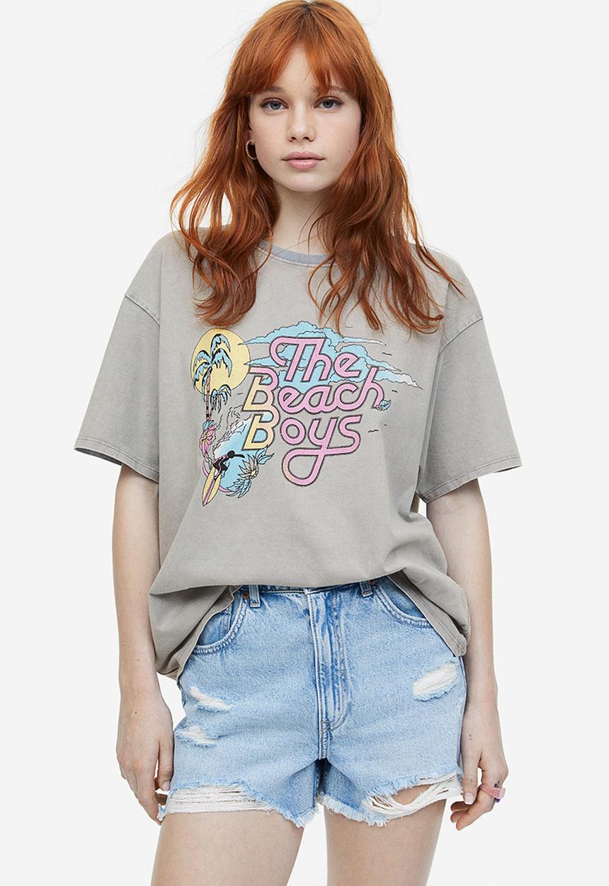 H&M - Oversized printed T-shirt - grey the beach boys